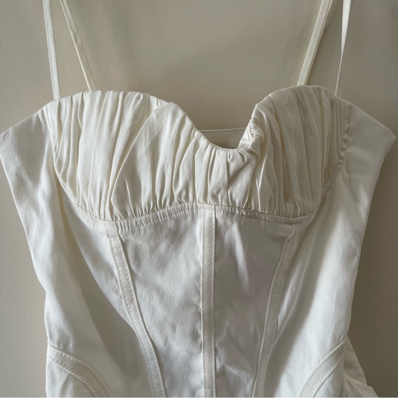 Zara Corset Sweetheart Neckline Linen Blend White Bodysuit - Picture 7 of 10